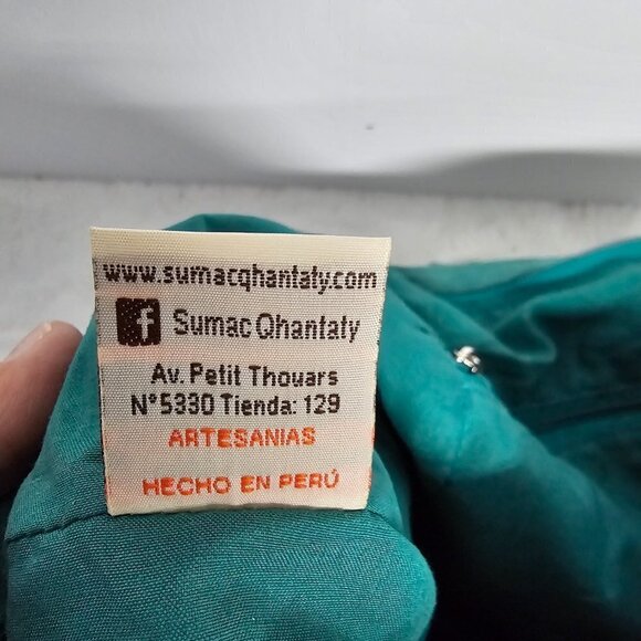 Sumac Qhantaty Green Serape Tapestry Faux Suede Boho Southwestern Tote - Picture 13 of 15